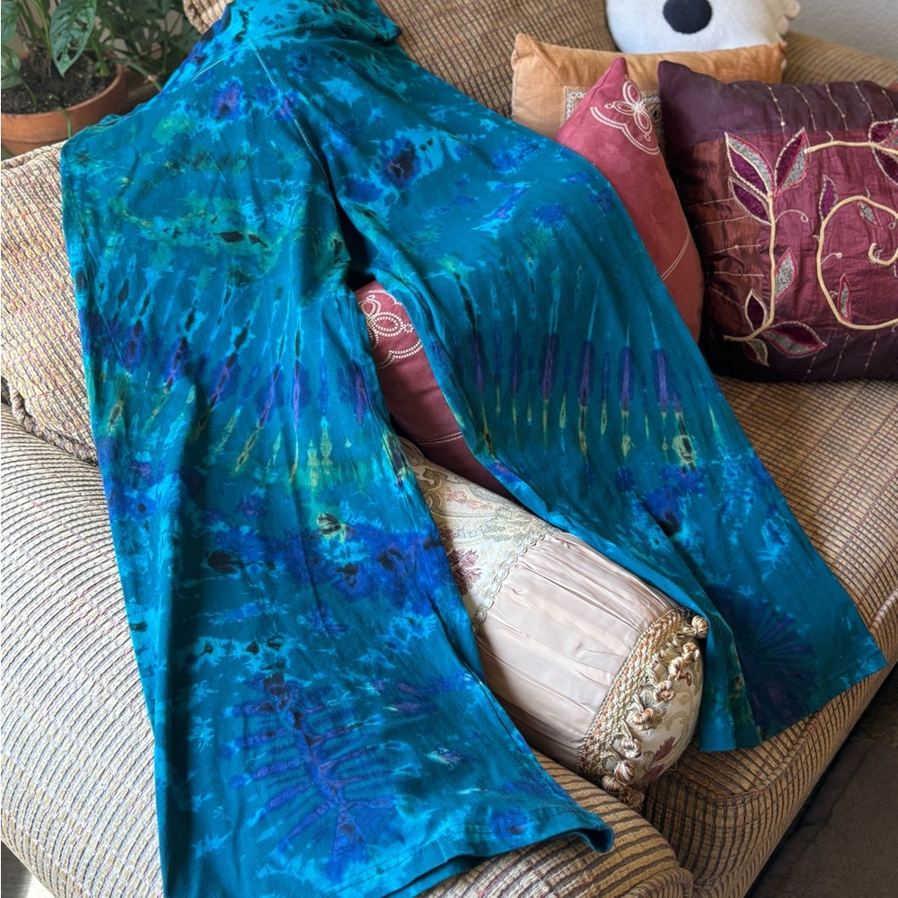Avatar Pants Tye Die Boho Hippie Aqua Blue XL